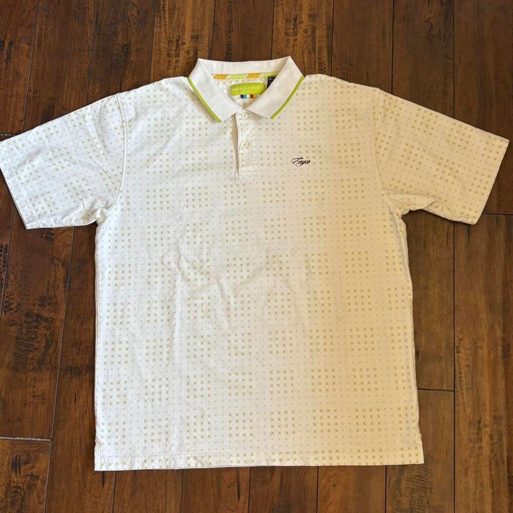 ENYCE Polo Shirt Mens XXL White Y2K 2000s Baggy Hip Hop Skater Embroidered